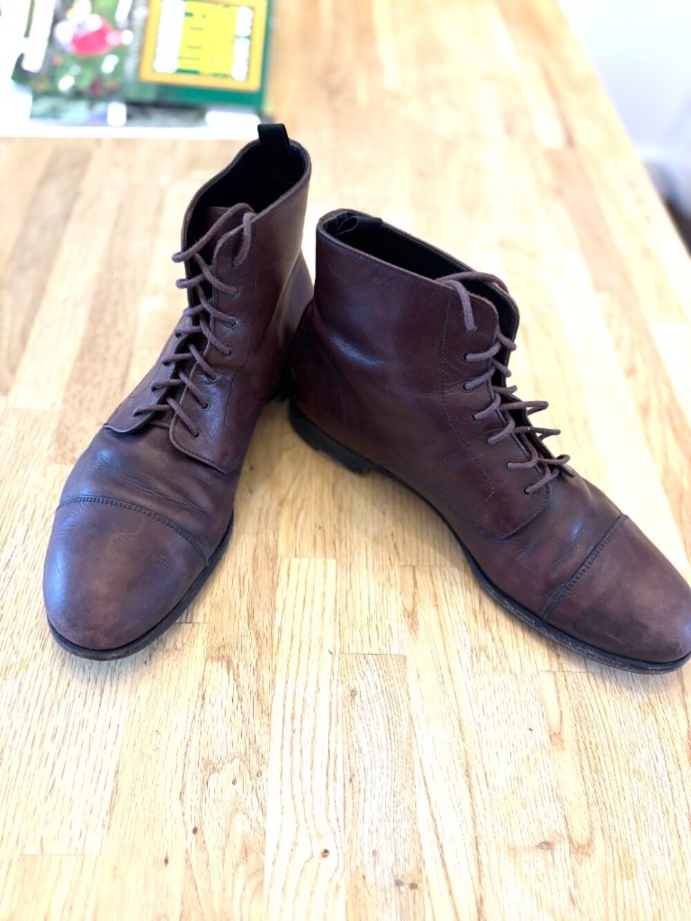 Prada Brown Leather Cap Toe Lace Up Ankle Boots Men’s Size 8 Made in Italy - Picture 2 of 10